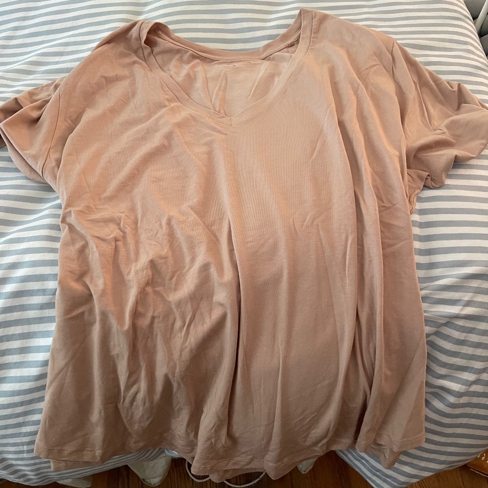 Universal Standard V Rex v neck t-shirt in Camel